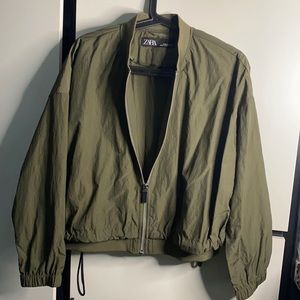 Zara oversized green bomber jacket